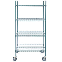 Regency 24 inch x 36 inch NSF Green Epoxy 4-Shelf Kit with 64 inch Posts and Casters