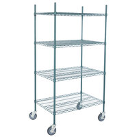 Regency 24 inch x 36 inch NSF Green Epoxy 4-Shelf Kit with 64 inch Posts and Casters