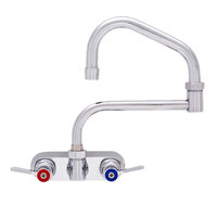 Fisher 62375 Backsplash Mounted Stainless Steel Faucet with 4" Centers, 13 1/2" Double-Jointed Swing Nozzle, 2.2 GPM Aerator, and Lever Handles