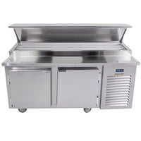 Traulsen TB071SL3S 71" 2 Door Refrigerated Pizza Prep Table with 3 Pan Rails