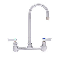 Fisher 53260 Wall Mounted Stainless Steel Faucet with 8 inch Centers, 3 1/2 inch Swivel Gooseneck Nozzle, 2.2 GPM Aerator, and Lever Handles