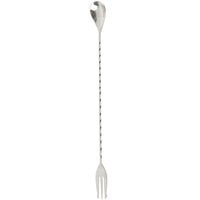 Barfly M37015 12 3/8 inch Stainless Steel Bar Spoon with Fork End