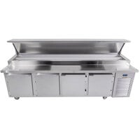 Traulsen TB113SL2S 113" 4 Door Refrigerated Pizza Prep Table with 2 Pan Rails