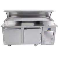 Traulsen TB060SL2S 60 inch 2 Door Refrigerated Pizza Prep Table with 2 Pan Rails