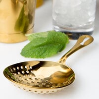 Barfly M37028GD 6 1/2 inch Gold-Plated Julep Strainer