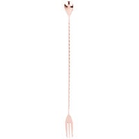 Barfly M37016CP 15 3/4 inch Copper Plated Bar Spoon with Fork End