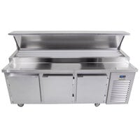 Traulsen TB091SL3S 91 inch 3 Door Refrigerated Pizza Prep Table with 3 Pan Rails