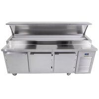Traulsen TB091SL2S 91 inch 3 Door Refrigerated Pizza Prep Table with 2 Pan Rails