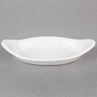 Hall China by Steelite International HL5200ABWA 6 oz. Oval Bright White China Rarebit / Au Gratin Dish - 24/Case