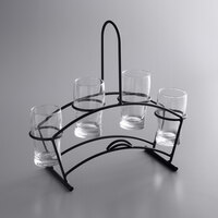 Acopa Four Glass Metal Flight Carrier with Pub Tasting Glasses