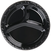 Genpak BLK13 Silhouette 10 1/4" 3 Compartment Black Premium Plastic Plate - 400/Case