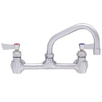 Fisher 60836 Backsplash Mounted Stainless Steel Faucet with 8" Centers, 12" Swing Nozzle, 2.2 GPM Aerator, and Lever Handles