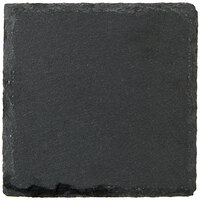 Acopa 4 inch Square Black Slate Appetizer / Tasting Plate with Soapstone Chalk - 4/Pack