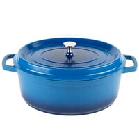 GET Heiss 6.5 Qt. Cobalt Blue Enamel Coated Cast Aluminum Oval Dutch Oven with Lid CA-007-CB/BK/CC