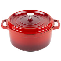 GET CA-012-R/BK Heiss 4.5 Qt. Red Enamel Coated Cast Aluminum Round Dutch Oven with Lid