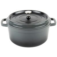 Get CA-007-GR/BK Heiss 6.5 qt. Gray Enamel Coated Cast Aluminum Oval Dutch Oven with Lid