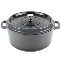 GET Heiss 6.5 Qt. Gray Enamel Coated Cast Aluminum Round Dutch Oven with Lid CA-006-GR/BK/CC