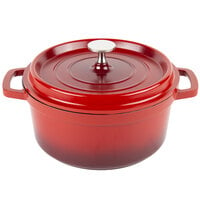 GET Heiss 2.5 Qt. Red Enamel Coated Cast Aluminum Round Dutch Oven with Lid CA-011-R/BK