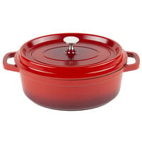GET CA-009-R/BK Heiss 3.5 Qt. Red Enamel Coated Cast Aluminum Oval Dutch Oven with Lid