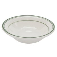 Tuxton TGB-011 Green Bay 4 oz. Eggshell China Fruit / Monkey Dish with Green Bands - 36/Case