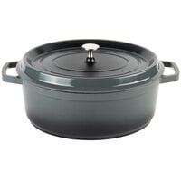 GET Heiss 6.5 Qt. Gray Enamel Coated Cast Aluminum Oval Dutch Oven with Lid CA-007-GR/BK/CC