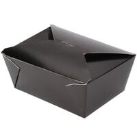 Fold-Pak 04BPBLACKM Bio-Pak 8 inch x 6 inch x 3 1/2 inch Black Microwavable Paper #4 Take-Out Containers - 160/Case