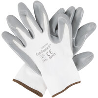Cordova Cor-Touch II White Polyester Gloves with Gray Flat Nitrile Palm Coating - 12/Pack