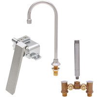 Fisher 56731 Deck Mounted Stainless Steel Faucet with Temperature Control Valve, 6 inch Swivel Gooseneck Nozzle, 2.2 GPM Aerator, and Knee Valve