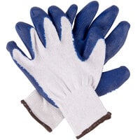 Natural Polyester / Cotton Work Gloves with Blue Latex Palm Coating - Large - 12/Pack