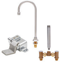 Fisher 56766 Deck Mounted Stainless Steel Faucet with Temperature Control Valve, 6 inch Swivel Gooseneck Nozzle, 2.2 GPM Aerator, and Wall Foot Pedal