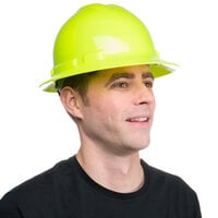 Cordova Duo Safety Hi-Vis Green Full-Brim Style Hard Hat with 6-Point Ratchet Suspension