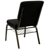 Flash Furniture XU-CH-60096-BK-BAS-GG Black Dot Patterned 18 1/2 inch Wide Church Chair with Communion Cup Book Rack - Gold Vein Frame