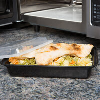 Pactiv Newspring NC868B 28 oz. Black 6 inch x 8 1/2 inch x 1 1/2 inch VERSAtainer Rectangular Microwavable Container with Lid - 150/Case