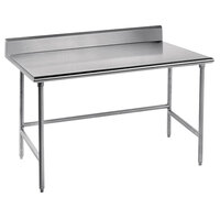 Advance Tabco TSKG-367 36" x 84" 16 Gauge Open Base Stainless Steel Commercial Work Table with 5" Backsplash