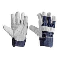 Cordova Denim Work Gloves with Cowhide Leather Palms - Vendpacked - Large - Pair