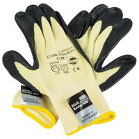 Cordova Cor-Touch KV4 Aramid / Lycra Cut Resistant Gloves with Black Sandy Nitrile Palm Coating - Pair