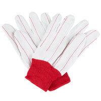 Red Polyester / Cotton Double Palm Work Gloves - Large - 12/Pack