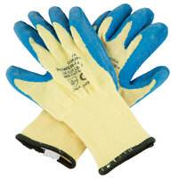 Power-Cor Yellow Kevlar® Cut Resistant Gloves with Blue Latex Palm Coating - Medium