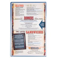 Menu Solutions H500G Hamilton Dark Blue 11" x 17" Single Panel Two View Menu Board