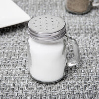 Acopa 4.75 oz. Mini Mason Jar Salt and Pepper Shaker with Handle and Lid - 12/Case