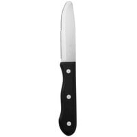 Walco 880528R 4 3/4 inch Customizable Stainless Steel Full Tang Steak Knife with Heavy Duty Jumbo Black Plastic Delrin Handle   - 12/Pack