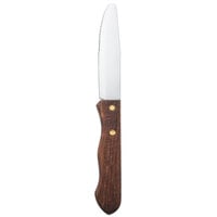 Walco 630528 4 3/4 inch Customizable Stainless Steel Steak Knife with Dark Hardwood Handle - 12/Pack