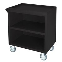 Cambro BC3304S110 Black Three Shelf Service Cart with Three Enclosed Sides - 33 1/8 inch x 20 inch x 34 5/8 inch