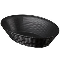 Carlisle 650403 9 inch x 6 1/4 inch WeaveWear Black Oval Plastic Serving Basket   - 12/Case