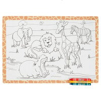 Hoffmaster Kids Jungle Fun Design Placemat with Choice 3 Pack Kids Restaurant Crayons - 1000/Set