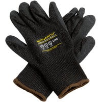 Monarch Black Engineered Fiber Cut Resistant Gloves with Black Latex Palm Coating - Large