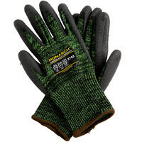 Monarch Soft Green Engineered Fiber Cut Resistant Gloves with Black Polyurethane Palm Coating - Extra Large - Pair