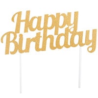 Creative Converting 324540 Gold Glitter Happy Birthday Cake Topper