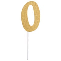 Creative Converting 324939 Gold Glitter "0" Cake Topper