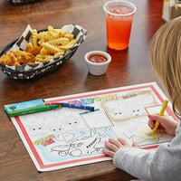 Hoffmaster Doodletown Fun Double-Sided Interactive Placemat with Choice 4 Pack Kids Restaurant Crayons - 1000/Set